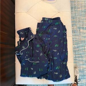Eberjey Women Gisele Printed Long PJ Set Forest Pine Navy/Ivory